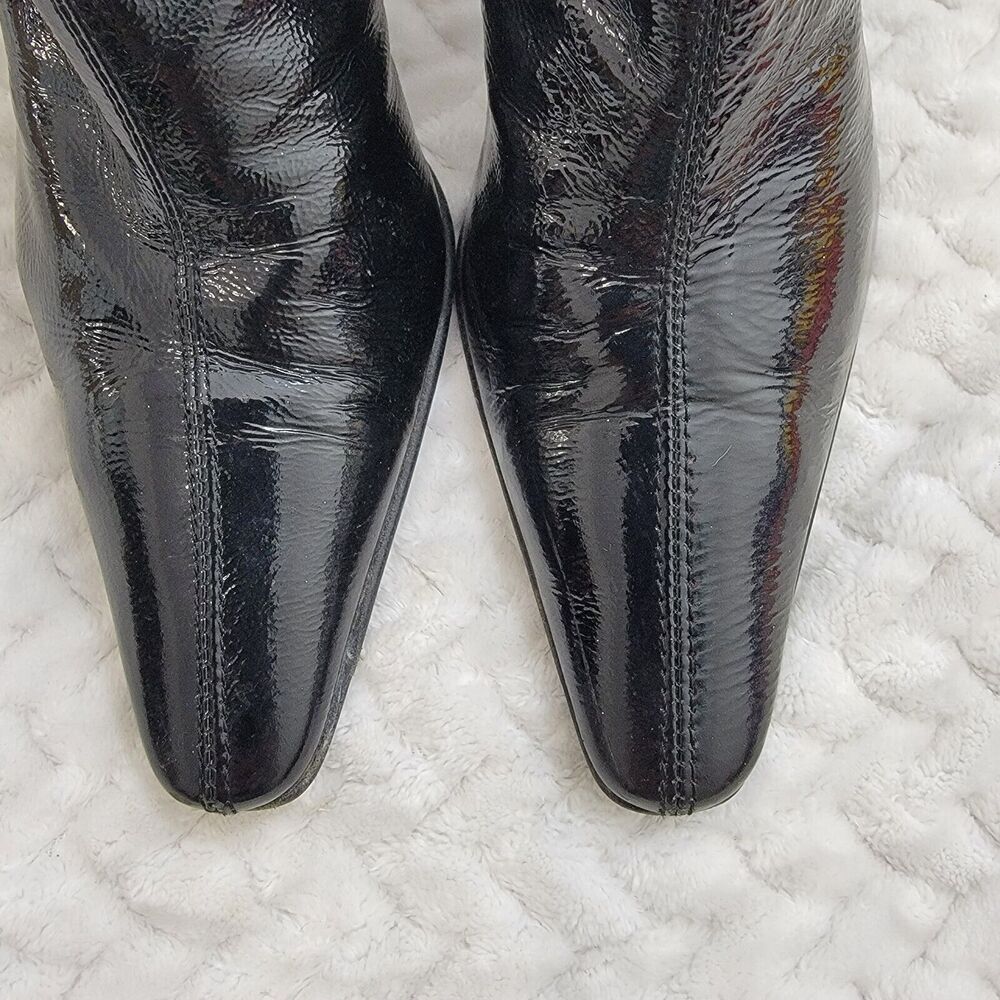 Aquatalia By Marvin K. Black Patent Weatherproof Pointed Toe Ankle Boot Size 8.5 - Picture 3 of 16